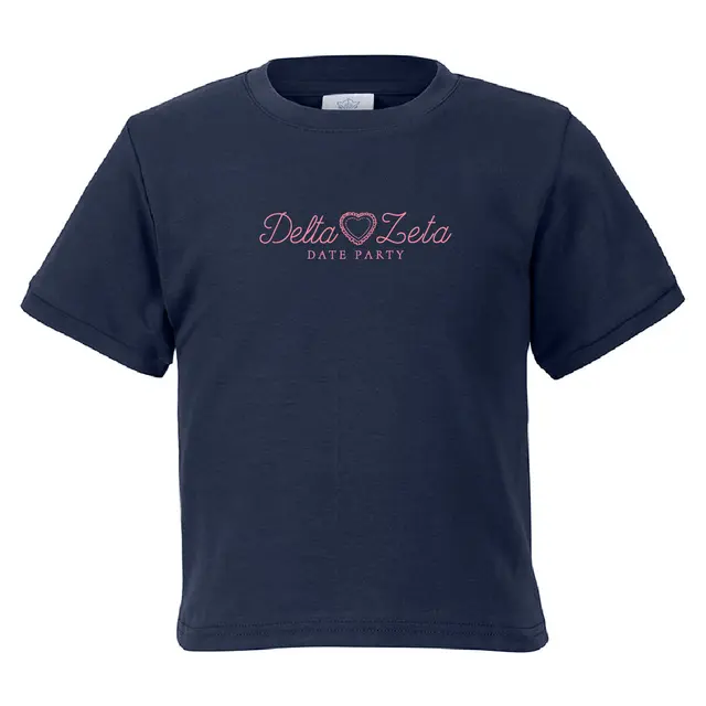 Delta Zeta Heart Outline and Script Date Party Shirt 2