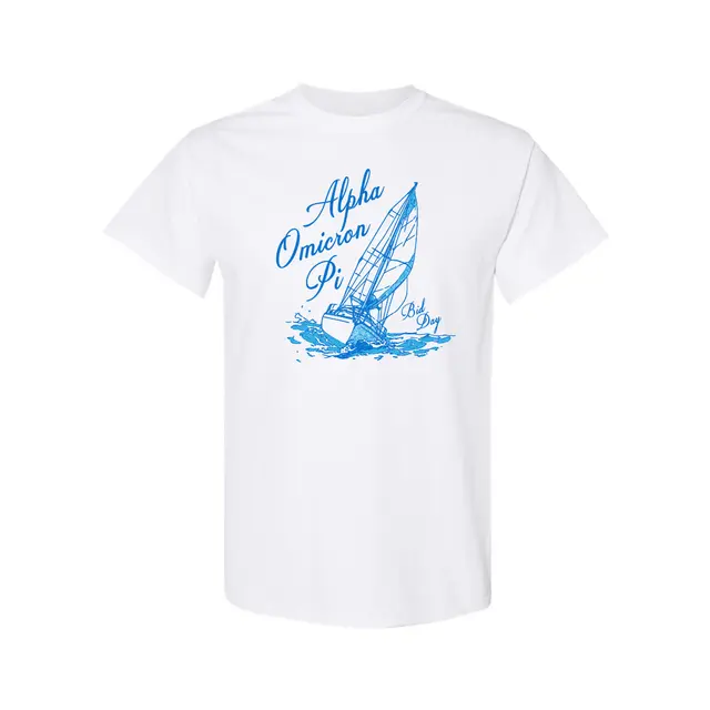 Alpha Omicron Pi Sailboat Illustration Bid Day Shirt 2