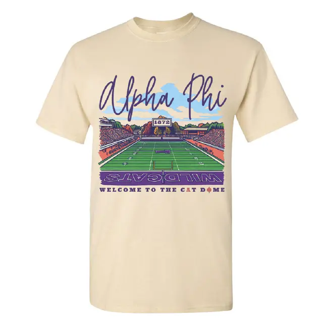 Alpha Phi Football Field Graphic Game Day Shirt 2