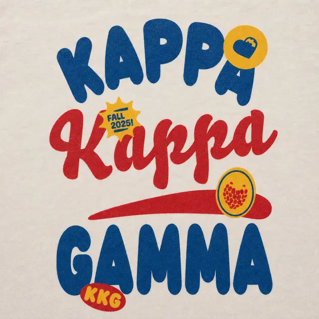 Kappa Kappa Gamma Bold Colored Text with Stickers Fall Crop Top