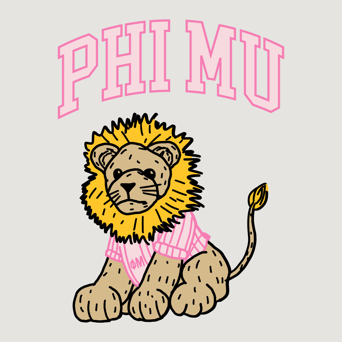 Cute Cartoon Greek Group Lion PR Hoodie Phi Mu Merch | Fresh Prints
