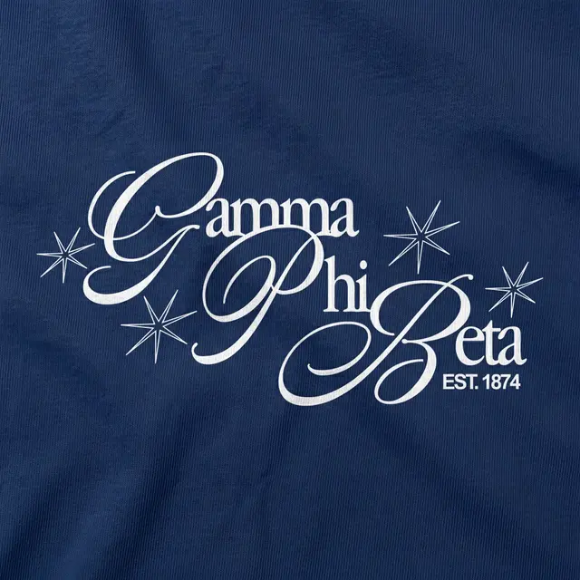 Gamma Phi Beta Curved Script Stars PR Shirt