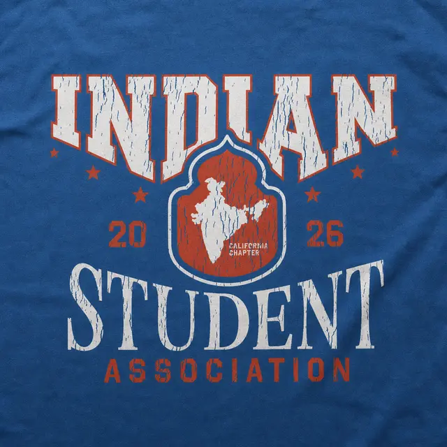 Indian Student Association Distressed Lettering Graphic Crewneck