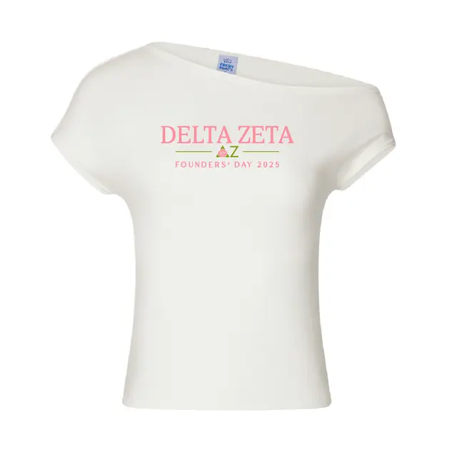 Delta Zeta Pink Rose Text Founder's Day Shirt 2