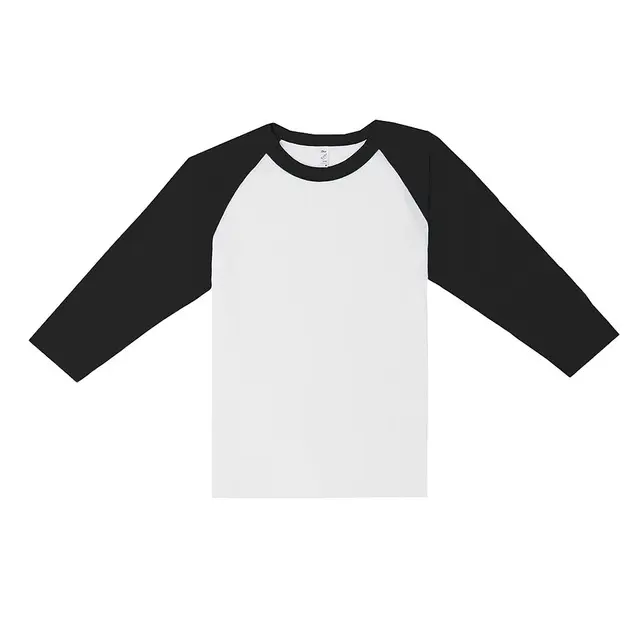 Los Angeles Apparel Youth 3/4 Slv Ply Ctn Raglan ff2053 White and Black Front