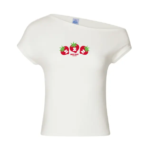 Sigma Sigma Sigma Strawberry Text Bid Day Shirt 2