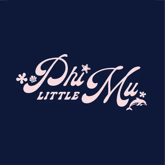 Phi Mu Swirling Script Big Little Reveal Tank