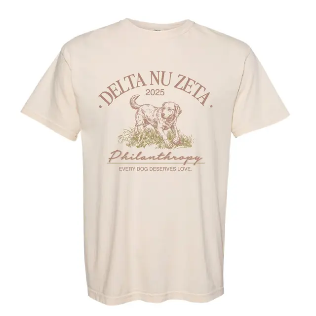 Delta Nu Zeta Playful Dog Illustration Philanthropy Shirt 2