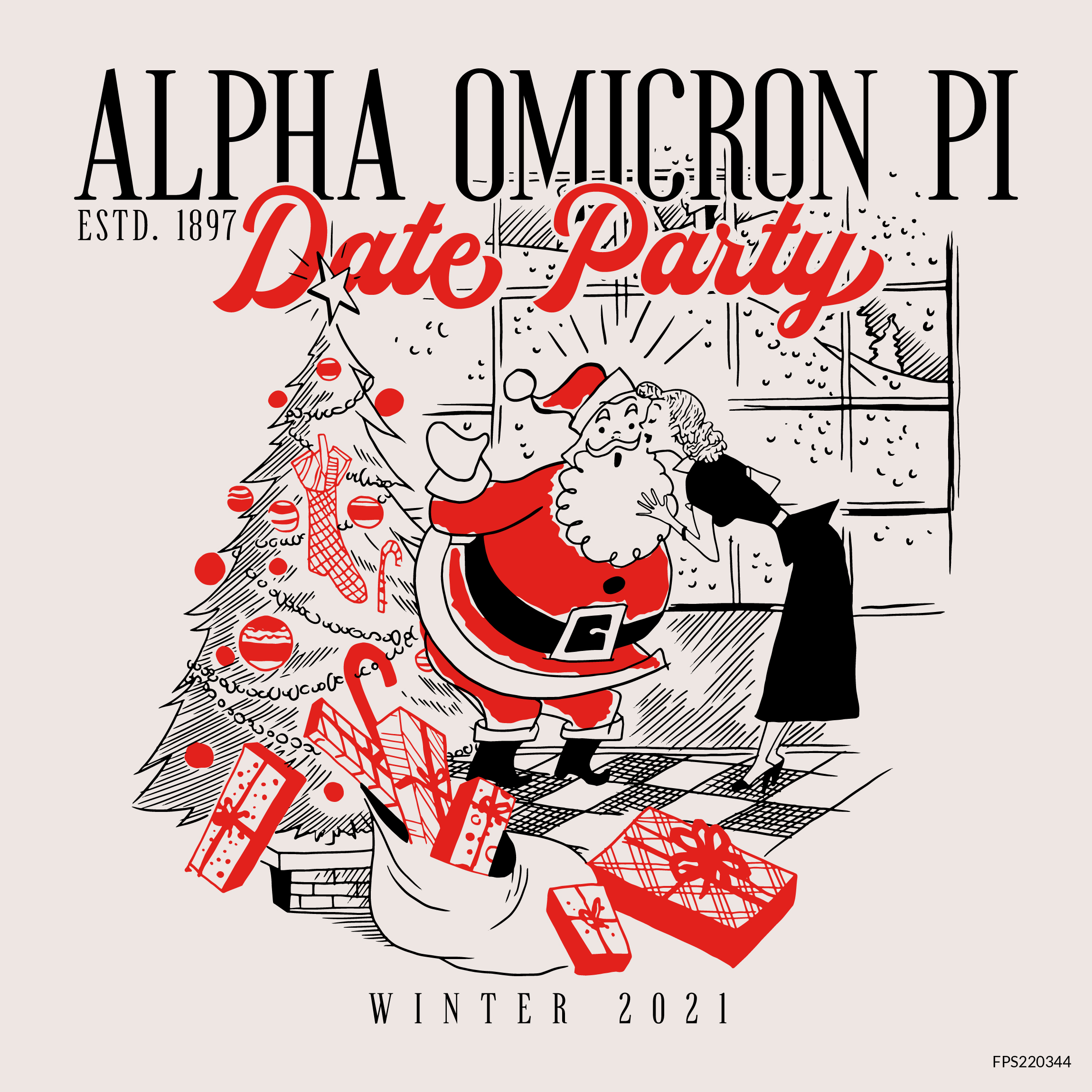 60s Santa Streetwear PR Sweater Alpha Omicron Pi Merch | Fresh Prints