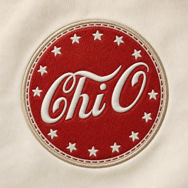 Chi Omega Star Pattern Script Rush Hat