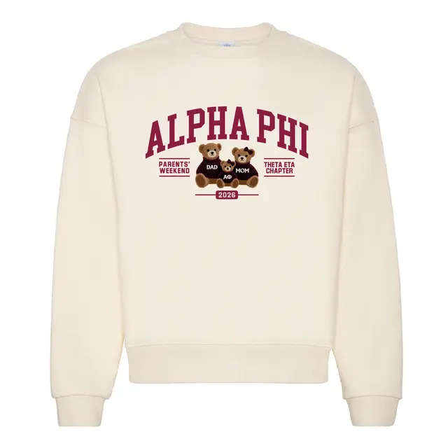 Alpha Phi Bear Family Illustration Parent's Weekend Sweater 2