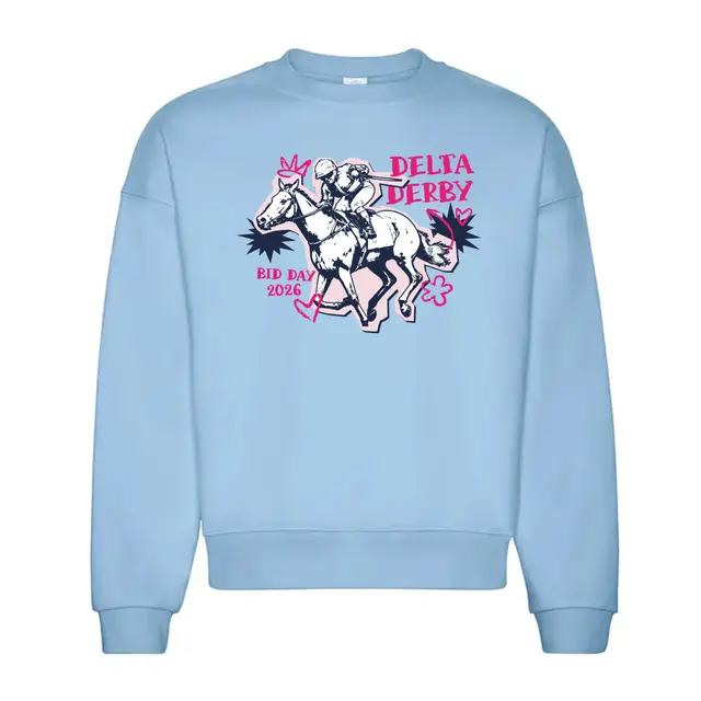 Delta Delta Delta Racing Jockey Graphic Bid Day Sweater 2