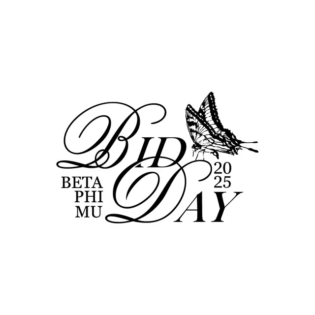 Beta Phi Mu Elegant Script Butterfly Bid Day Shirt