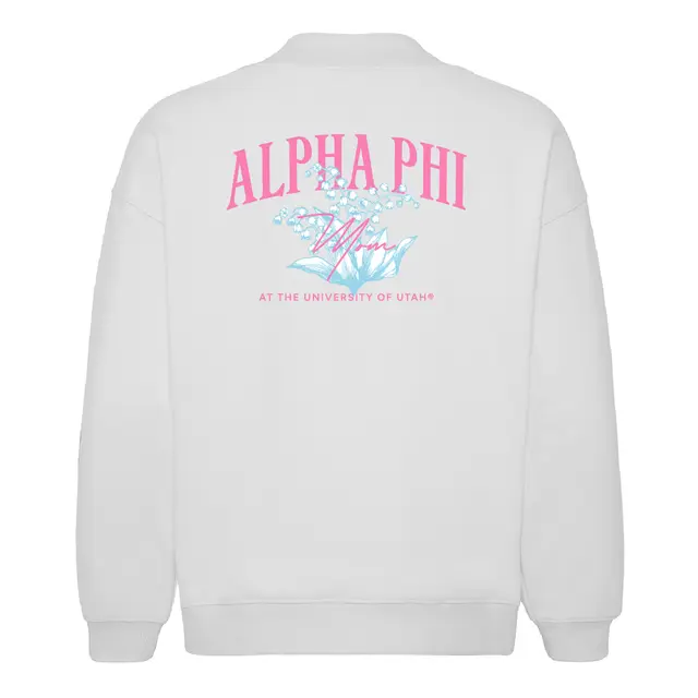 Alpha Phi Flowing Script Floral Parents Weekend Sweater 2