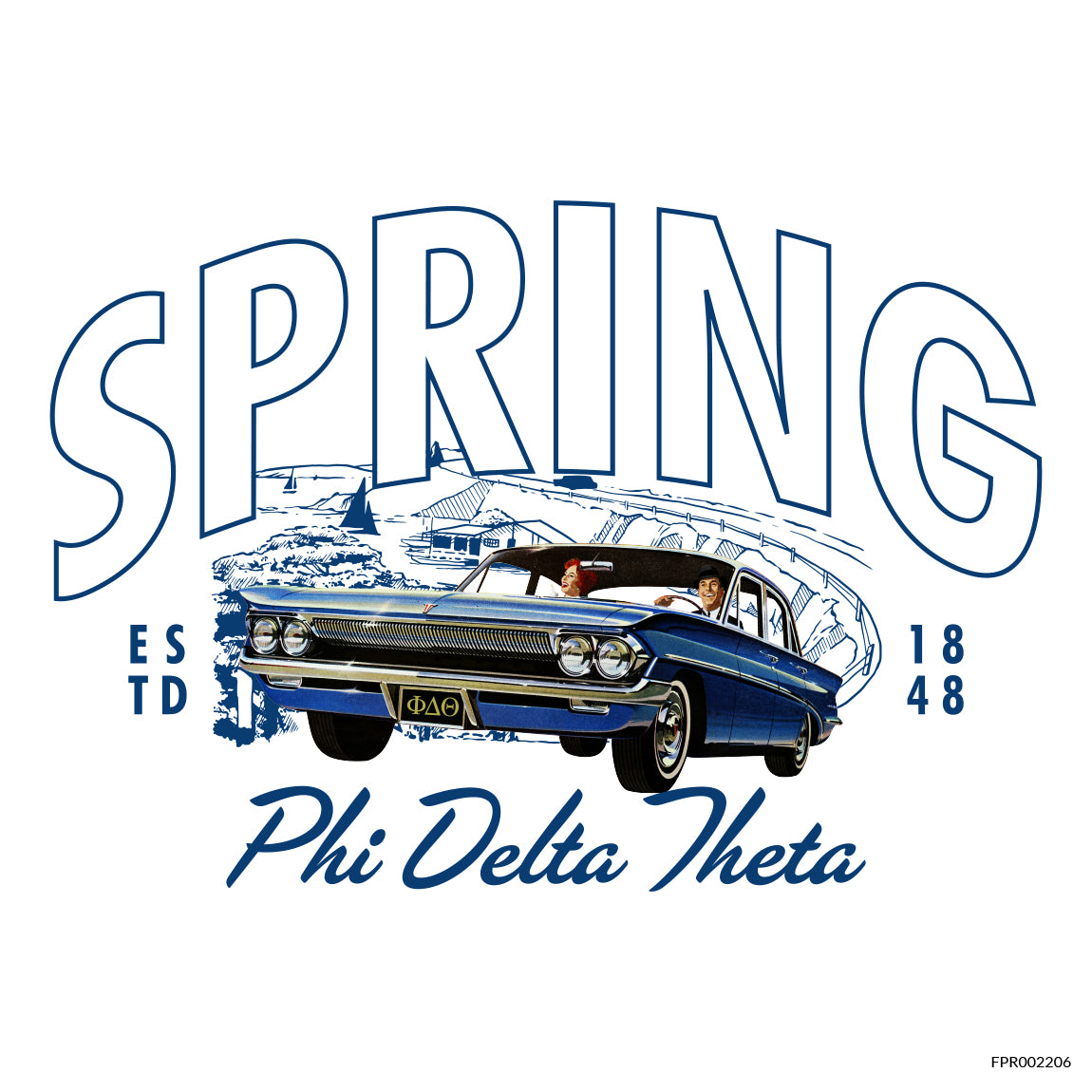Phi Delta Theta ファイデルタシータ ビンテージ ブランケット Vintage Cadillac Drive PR Hoodie Phi Delta Theta Merch | Fresh Prints