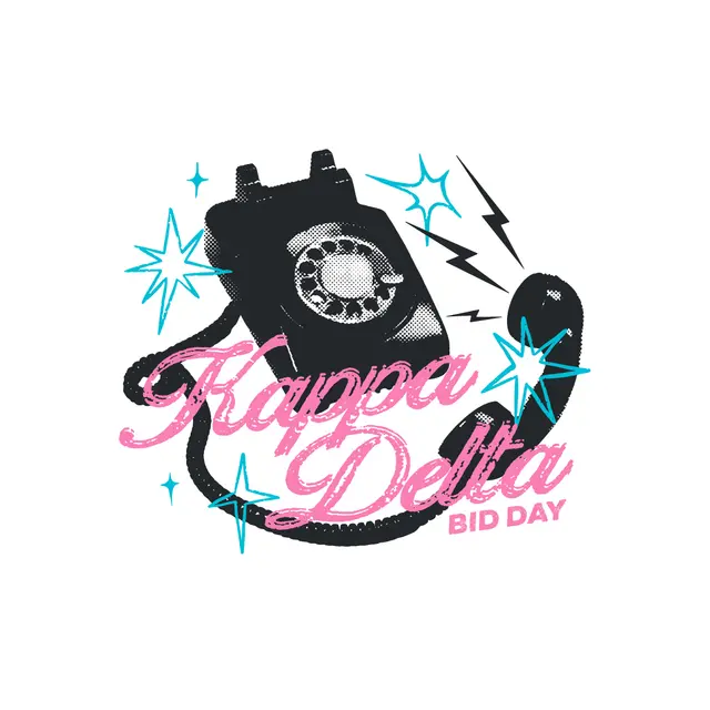Kappa Delta Retro Phone with Sparkles Bid Day Shirt