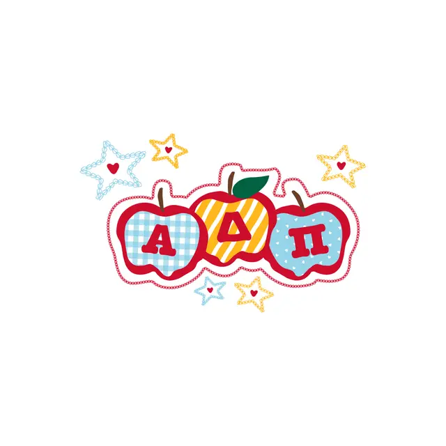 Alpha Delta Pi Apples Stars and Stitched Patchworks PR Shirt