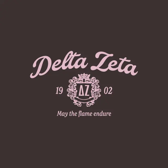 Delta Zeta Script Text with Crest PR Sweater