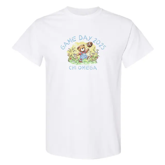 Chi Omega Bear and Flowers Game Day Shirt 2