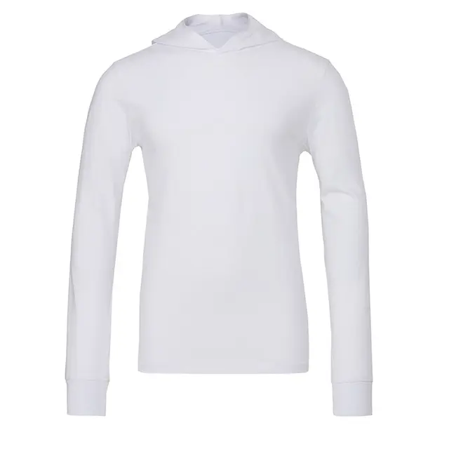 Customizable Bella + Canvas Unisex Jersey Long Sleeve Hoodie 3512 White Front