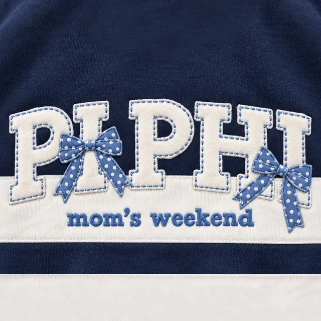 Pi Beta Phi Bow Adorned Block Lettering Parents Weekend Sweater