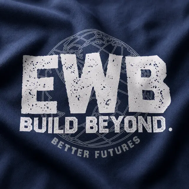 Engineers Without Borders Distressed Lettering Globe PR Sweater