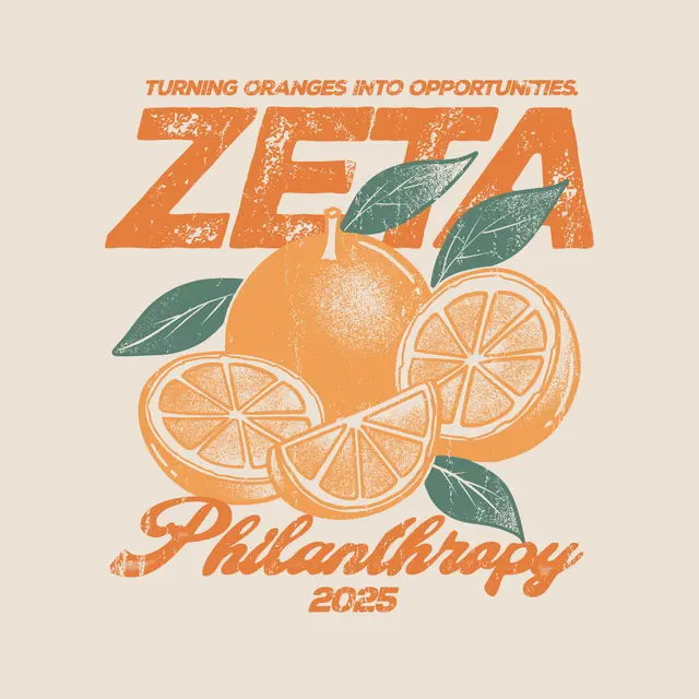 Zeta Tau Alpha Orange Graphic Philanthropy Crewneck