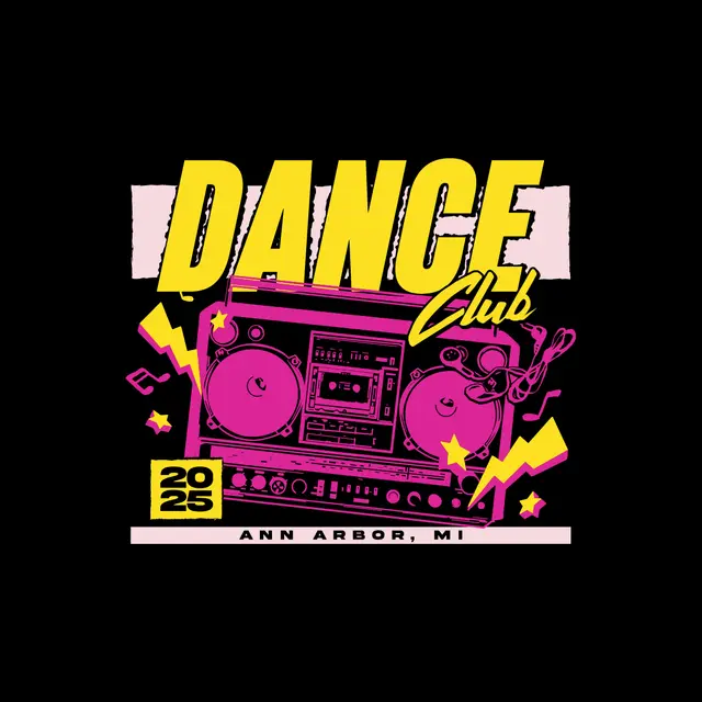 Dance Club Boombox Illustration PR Crewneck