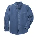 Port Authority Heavyweight Denim Shirt Dark Blue Stonewashed Front