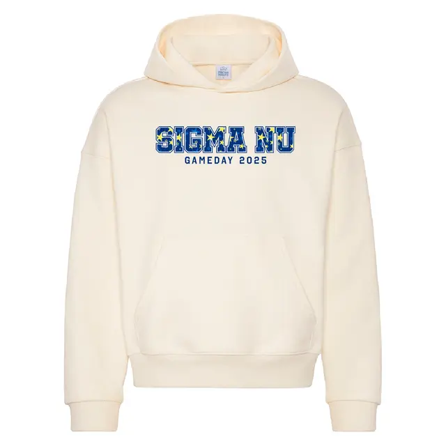 Sigma Nu Star Pattern Text Game Day Hoodie 2