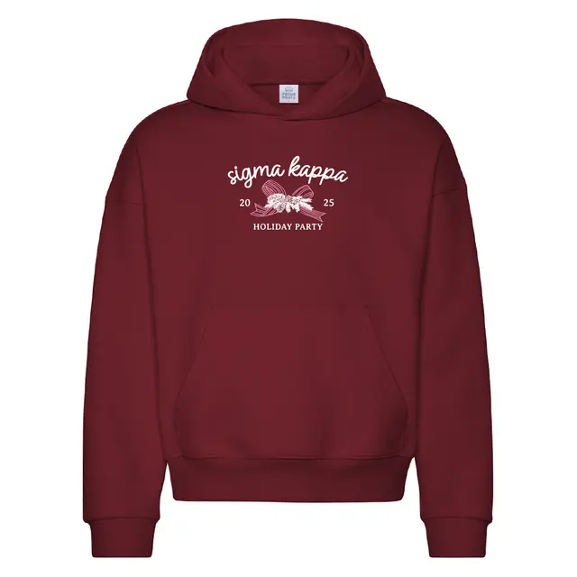 Sigma Kappa Script and Pine Holiday Party Hoodie 2