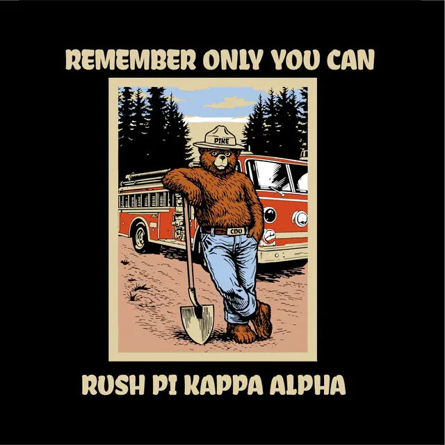 Pi Kappa Alpha Smokey Bear with Firetruck Rush Shirt