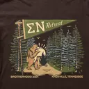 Sigma Nu Hand Drawn Bear Camping Forest Campfire Flag Trees Sun Outdoor Nature Animal Design for Date Party for Fraternity 