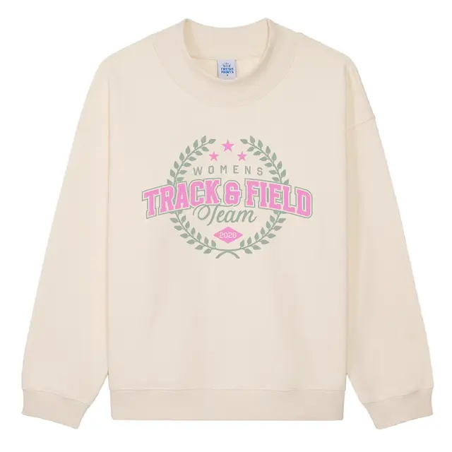 Women's Track & Field Team Block Texts Stars and Wreath PR Crewneck 2