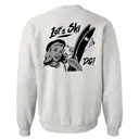 Sorority Sweater with Delta Gamma Winter Ski Vacation with Vintage Pin-Up Girl in Black and Gray Design on it