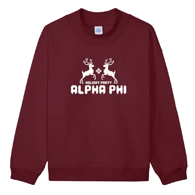 Alpha Phi Reindeer Pixel Art Holiday Party Sweater 2