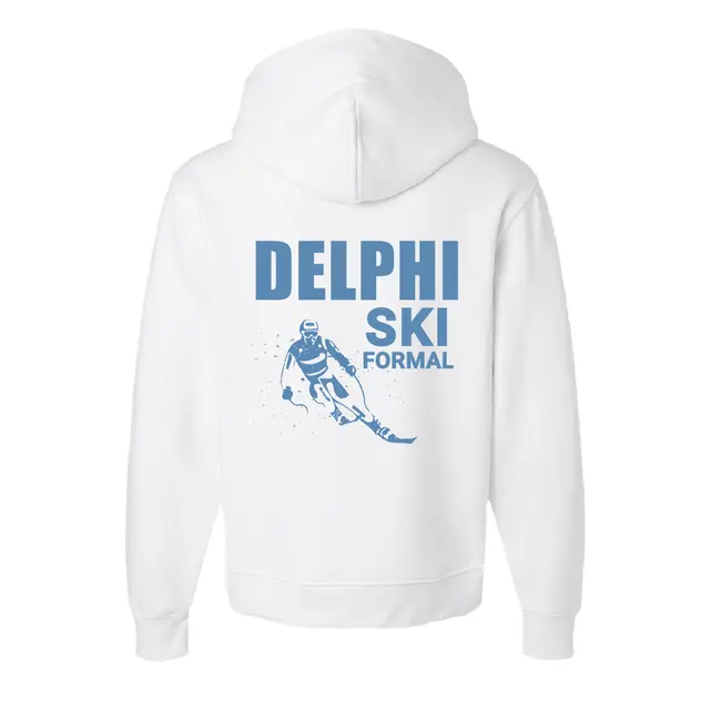 Delta Phi Skier Illustration Ski Formal Hoodie 2