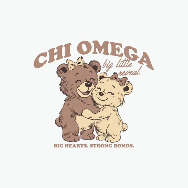 Chi Omega Hugging Bears Big Little Reveal Tank