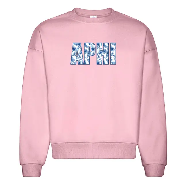 Alpha Phi Blue Floral Text PR Crewneck 2