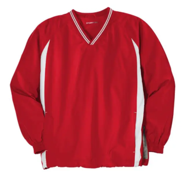 Sport-Tek Tipped V-Neck Raglan Wind Shirt jst62 True red with white Front