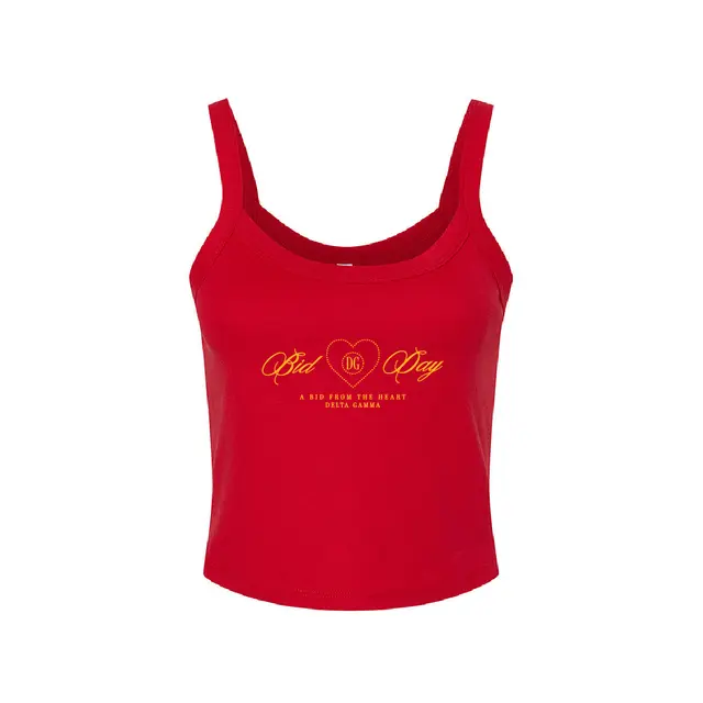 Delta Gamma Dotted Heart with Script Texts Bid Day Tank 2