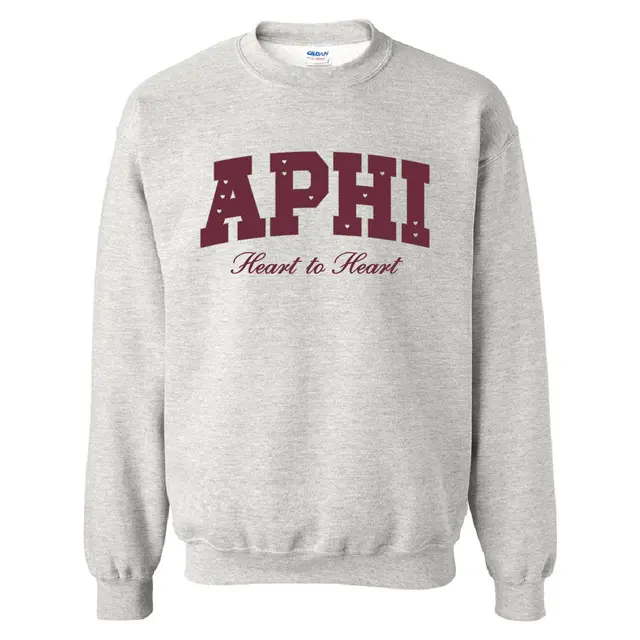 Alpha Phi Block Text with Heart Accents Philanthropy Crewneck 2