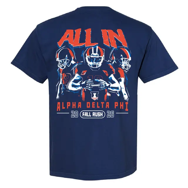 Alpha Delta Phi Bold Football Illustration Rush Shirt 2