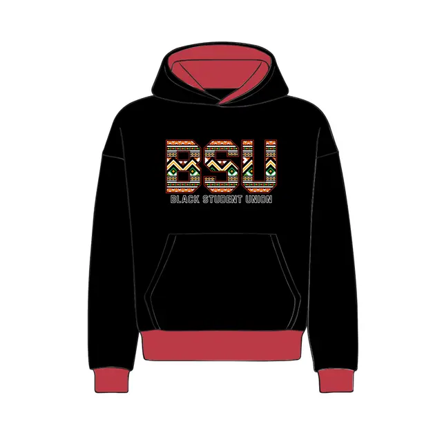 Black Student Union Geometric Pattern Block Lettering PR Hoodie 2