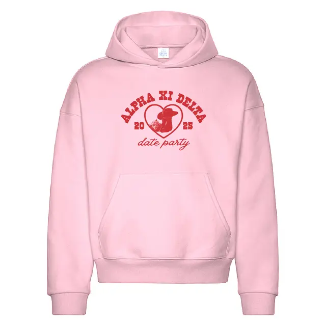 Alpha Xi Delta Heart and Boots Date Party Hoodie 2