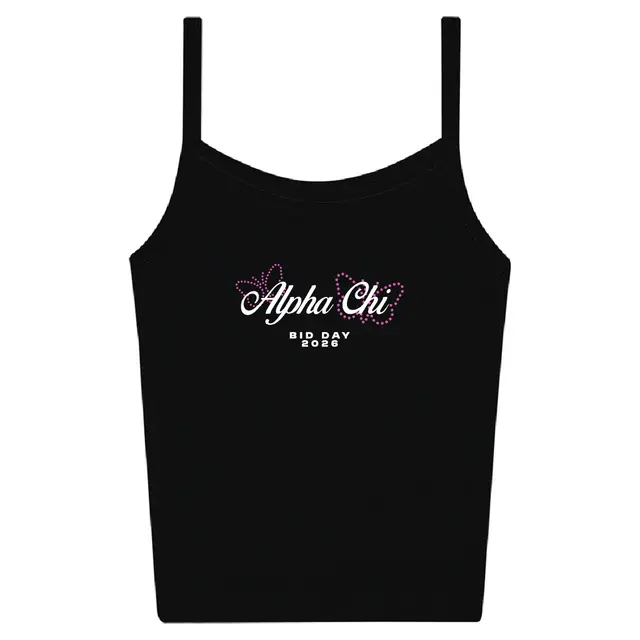 Alpha Chi Omega Starry Butterfly Text Bid Day Tank 2