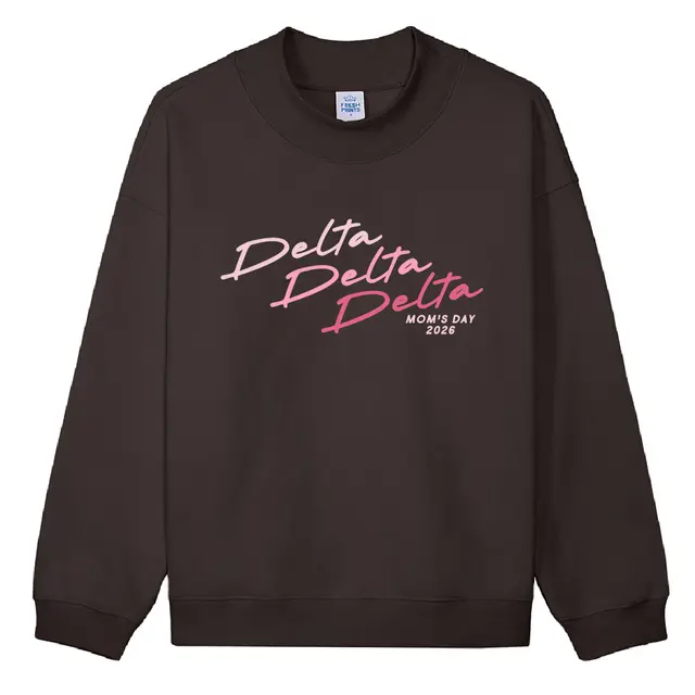 Delta Delta Delta Pink Lettering Mom's Day Crewneck 2