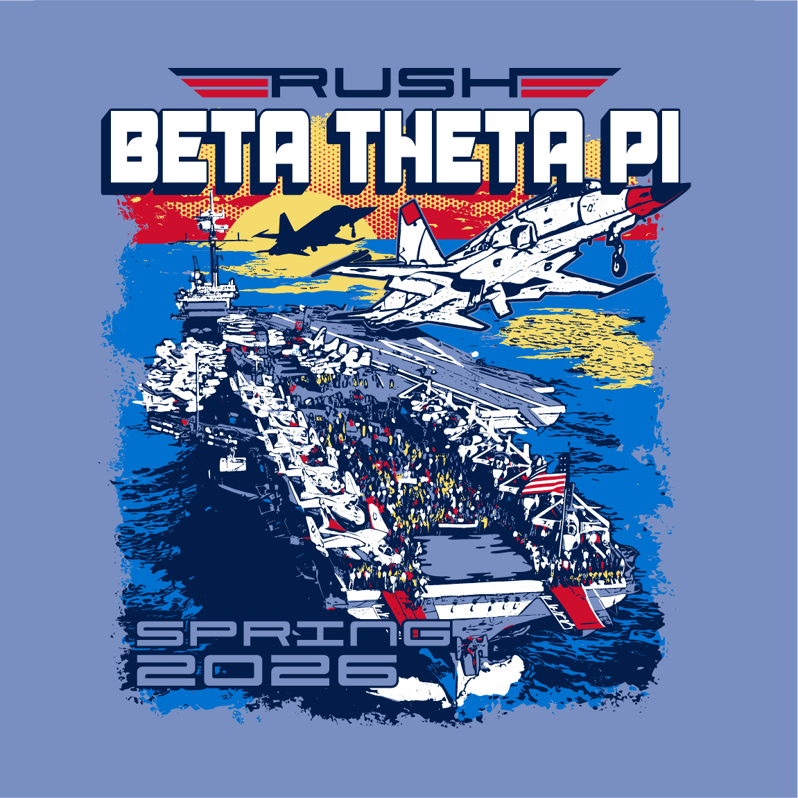 Beta Theta Pi Fighter Jet Carrier Rush Shirt | Fresh Prints
