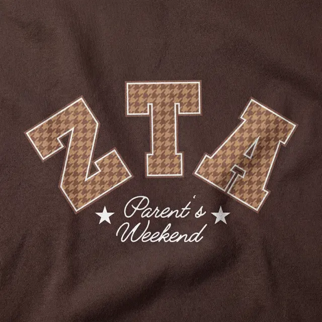 Zeta Tau Alpha Houndstooth Lettering Parents Weekend Sweater