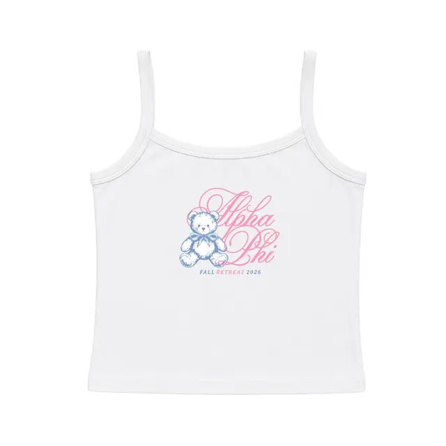 Alpha Phi Hand Drawn Bear Script Retreat Tank 2